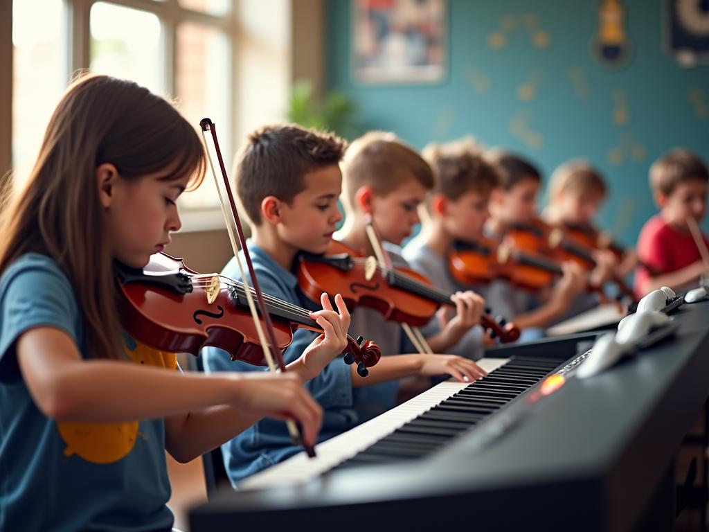 TalaStrings Academy students learning various musical instruments